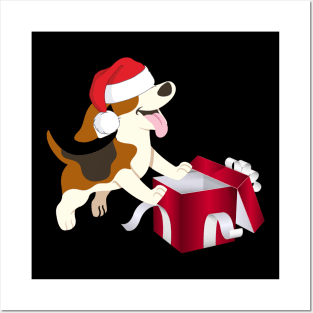 Beagle Dog In Santa Hat Christmas Gift For Dog Lover Posters and Art